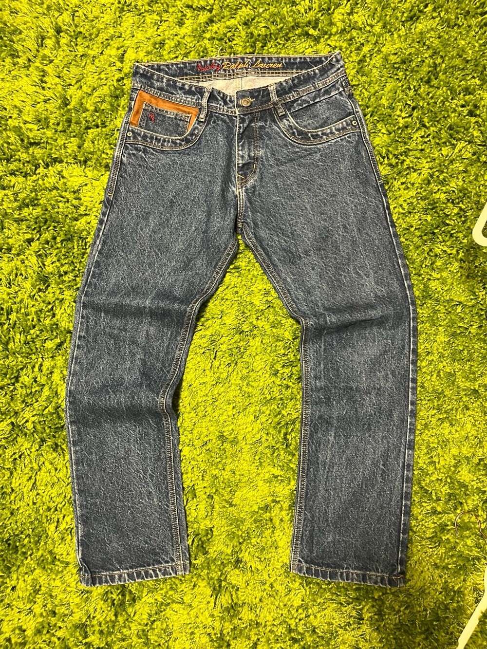 RRL Ralph Lauren Vintage Style Denim Jeans with Suede Pocket Detail - Picture 2 of 9
